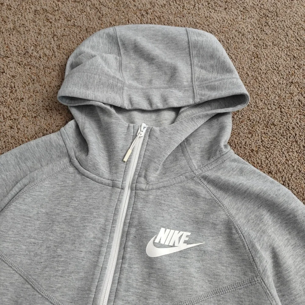 Nike Tech Fleece Full Zip Hoodie Women's Size L‎ Gray White Layering Athleisure